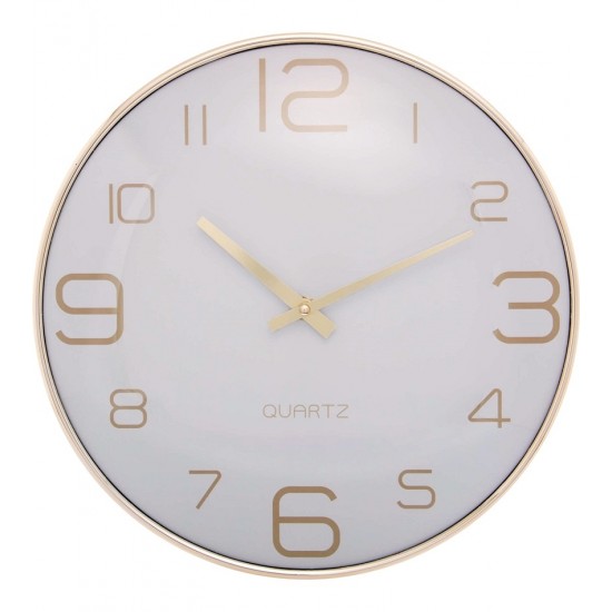 Relógio De Parede 30,5cm Por 4,5cm Quartz De Plástico Chronos Cinza Com Dourado